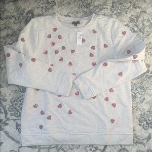 NWTs Talbots Size L Crewneck Sweatshirt with Tossed Sequin Hearts